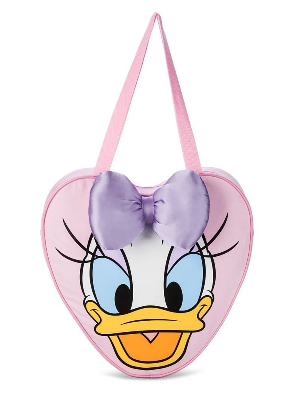 Disney Daisy Duck big face tote bag heart pink purple bow Disneyworld purse